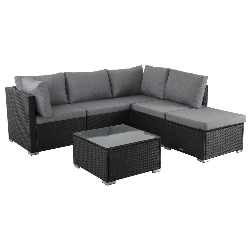 Outdoor Sofas & Lounge Sets: Ottoman-Style Outdoor Lounge Set in Black