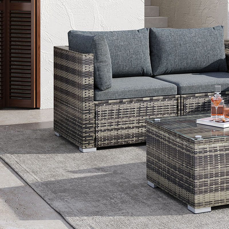 Outdoor Sofas & Lounge Sets: Ottoman-Style Outdoor Lounge Set in Grey