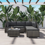 Outdoor Sofas & Lounge Sets: Ottoman-Style Outdoor Lounge Set in Grey