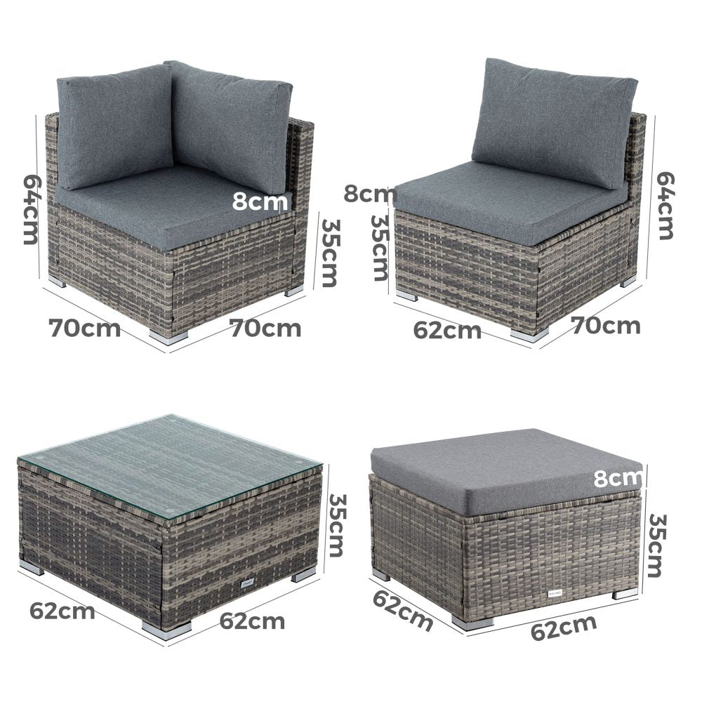 Outdoor Sofas & Lounge Sets: Ottoman-Style Outdoor Lounge Set in Grey