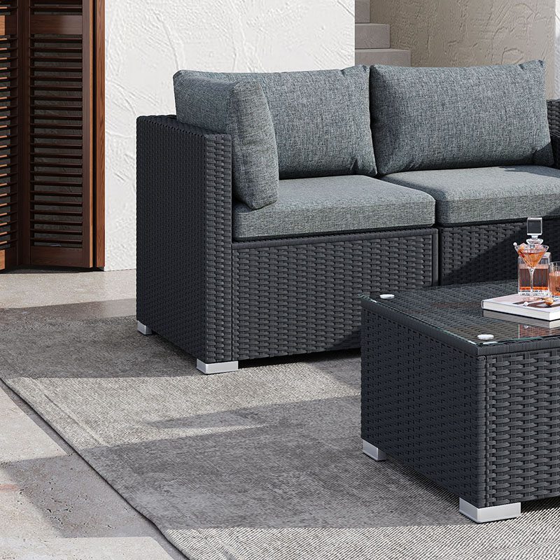 Outdoor Sofas & Lounge Sets: 6PCS Outdoor Modular Lounge Sofa Coogee-Black
