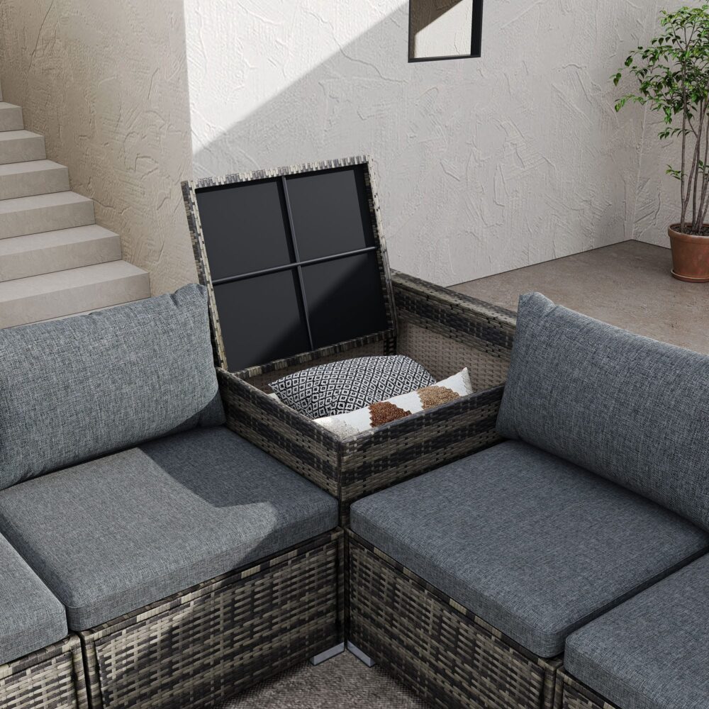 Outdoor Sofas & Lounge Sets: Large Modular Outdoor Ottoman Lounge Set in Grey