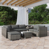 Outdoor Sofas & Lounge Sets: Large Modular Outdoor Ottoman Lounge Set in Grey