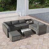 Outdoor Sofas & Lounge Sets: Large Modular Outdoor Ottoman Lounge Set in Grey