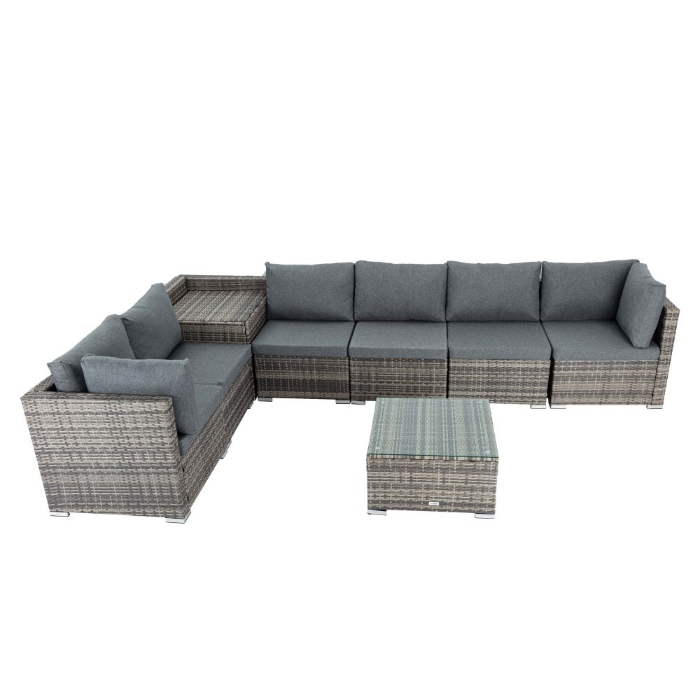 Outdoor Sofas & Lounge Sets: 8PCS Outdoor Furniture Modular Lounge Sofa Lizard-Grey