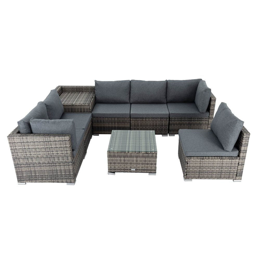 Outdoor Sofas & Lounge Sets: 8PCS Outdoor Furniture Modular Lounge Sofa Lizard-Grey