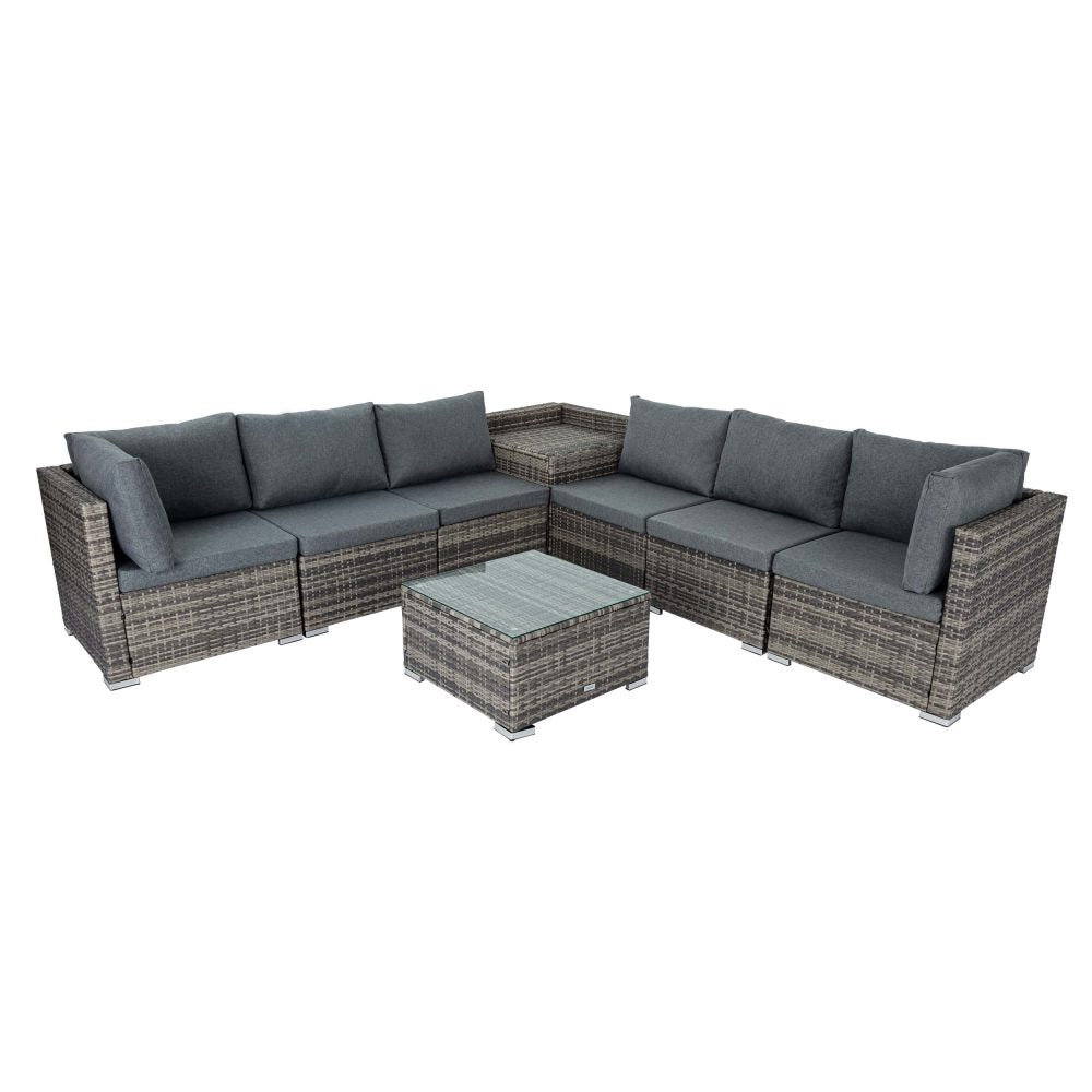 Outdoor Sofas & Lounge Sets: 8PCS Outdoor Furniture Modular Lounge Sofa Lizard-Grey
