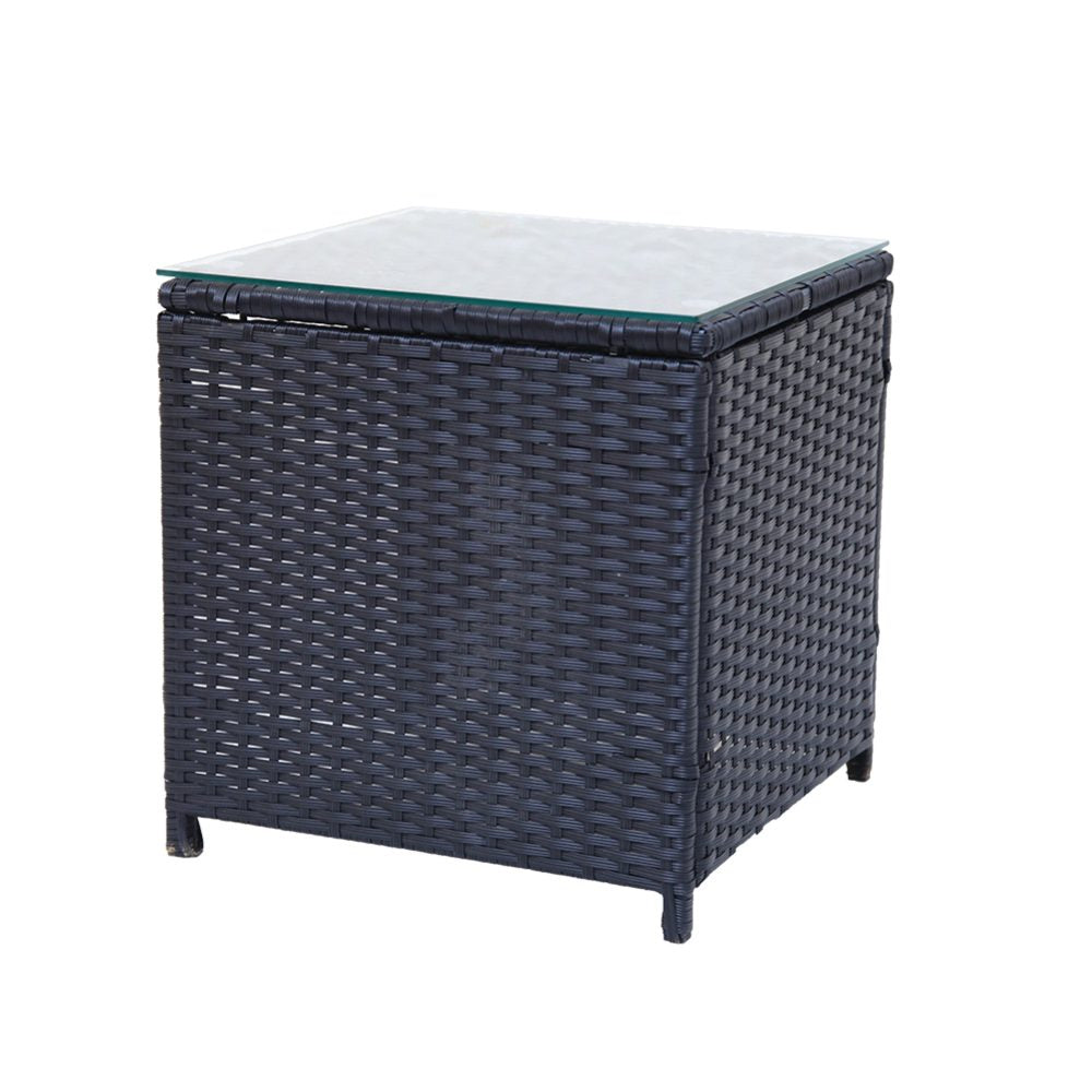 Outdoor Sofas & Lounge Sets: 3PC Outdoor Table and Chairs Set-Black