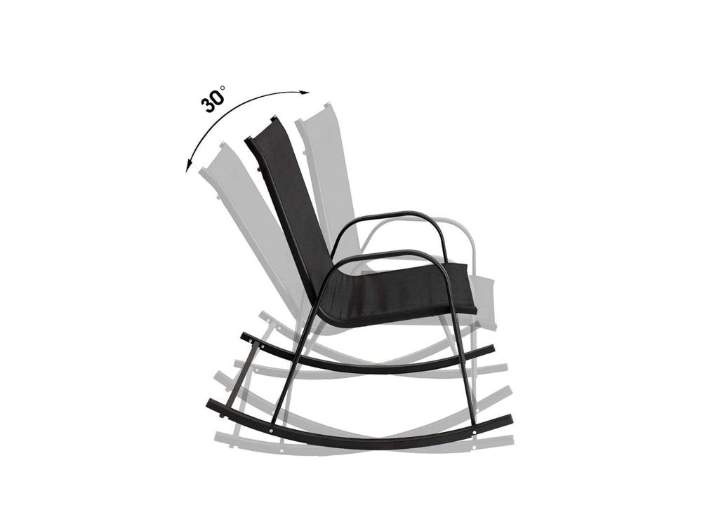 Outdoor Chairs: Rocking Chair High Back Rocker Chairs Steel Metal Textilene Fabric-Black