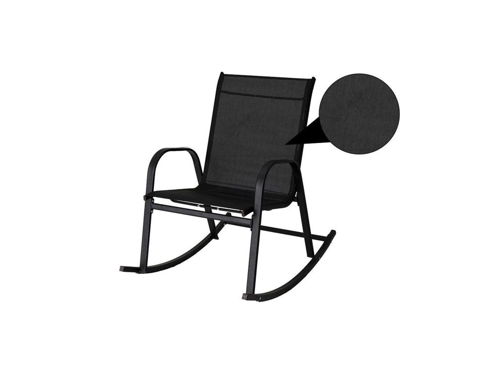 Outdoor Chairs: Rocking Chair High Back Rocker Chairs Steel Metal Textilene Fabric-Black