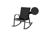 Outdoor Chairs: Rocking Chair High Back Rocker Chairs Steel Metal Textilene Fabric-Black