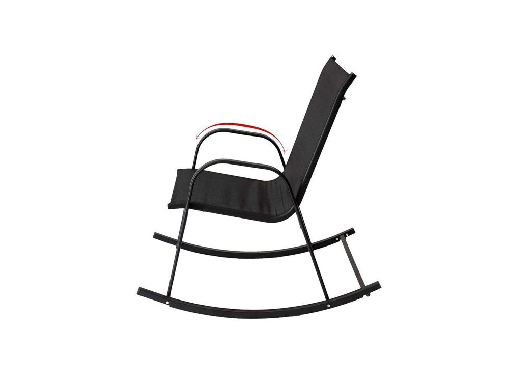 Outdoor Chairs: Rocking Chair High Back Rocker Chairs Steel Metal Textilene Fabric-Black