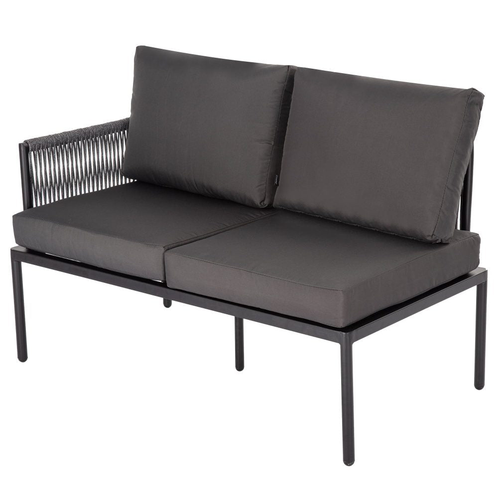 Outdoor Sofas & Lounge Sets: Eden 4-Seater Outdoor Lounge Set with Coffee Table in Black-Stylish Textile and Rope Design