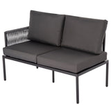 Outdoor Sofas & Lounge Sets: Eden 4-Seater Outdoor Lounge Set with Coffee Table in Black-Stylish Textile and Rope Design