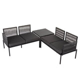 Outdoor Sofas & Lounge Sets: Eden 4-Seater Outdoor Lounge Set with Coffee Table in Black-Stylish Textile and Rope Design