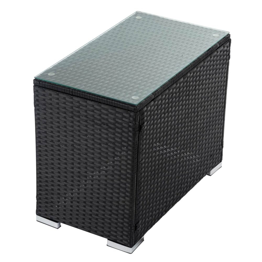 Outdoor Tables: Black Wicker End Table