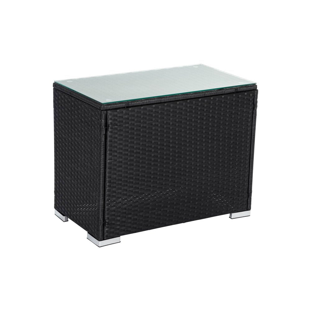 Outdoor Tables: Black Wicker End Table