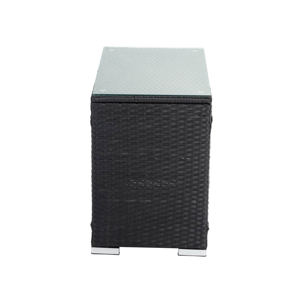 Outdoor Tables: Black Wicker End Table