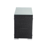 Outdoor Tables: Black Wicker End Table
