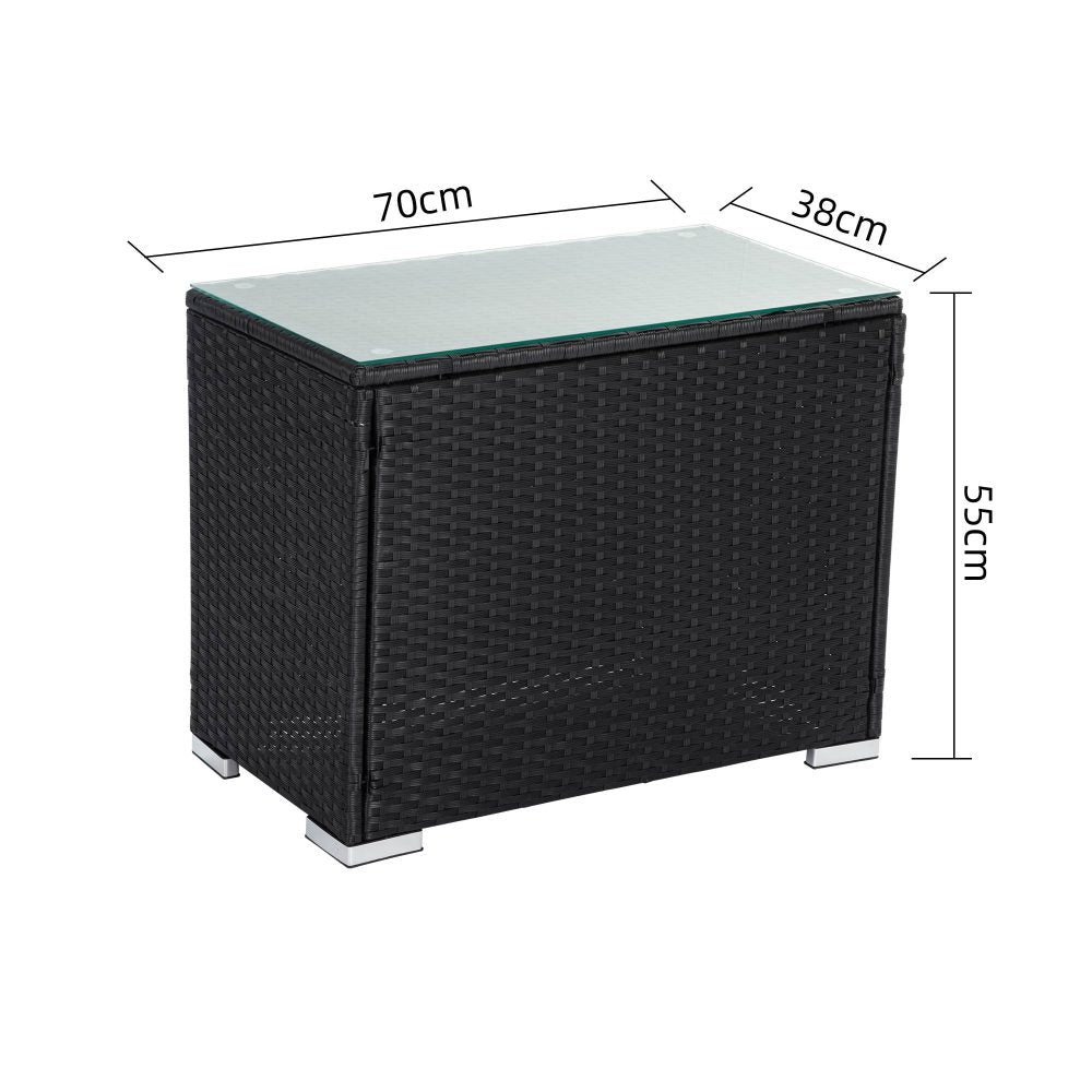 Outdoor Tables: Black Wicker End Table