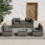 Outdoor Sofas & Lounge Sets: Outdoor Modular Lounge Sofa with Wicker End Table Set