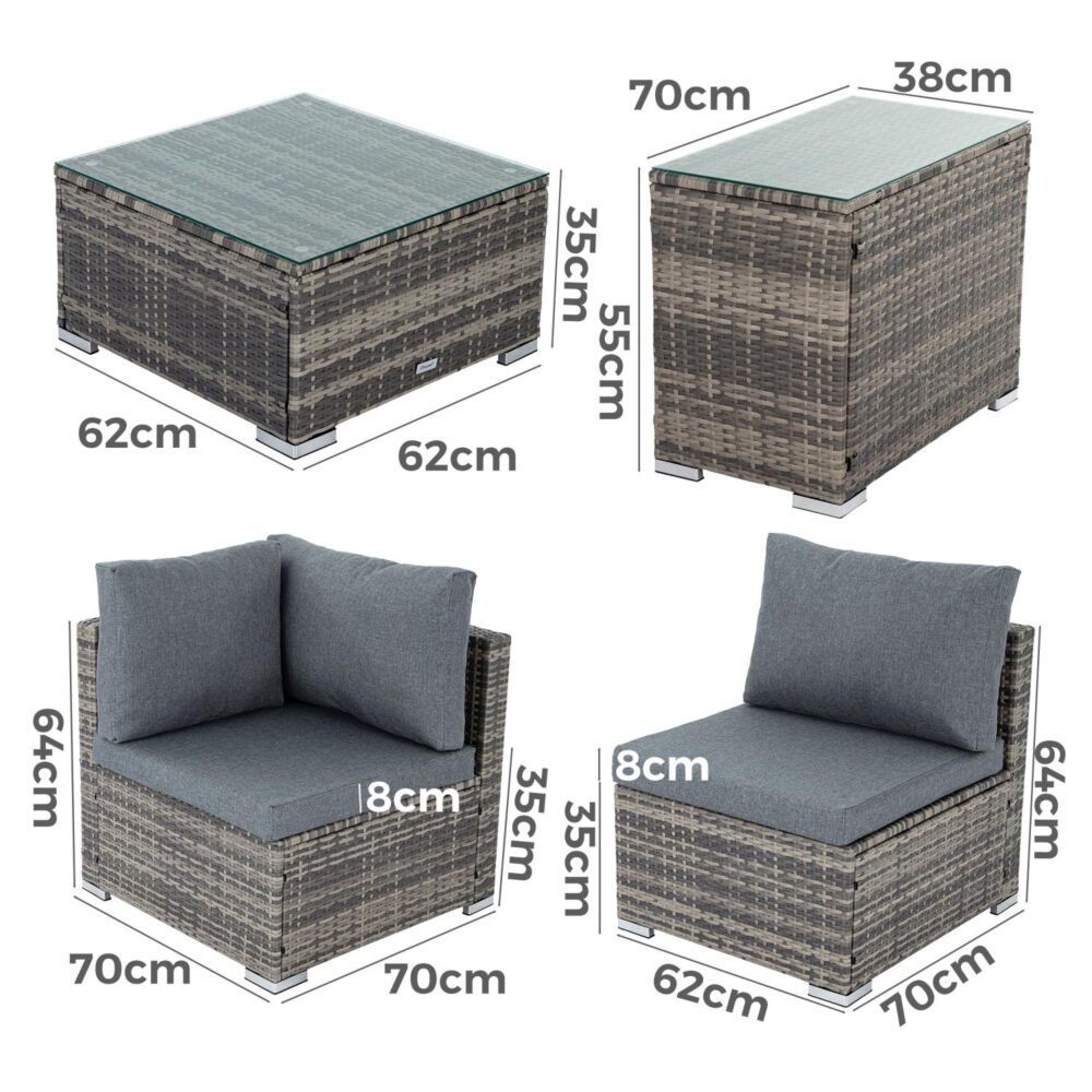 Outdoor Sofas & Lounge Sets: Outdoor Modular Lounge Sofa with Wicker End Table Set