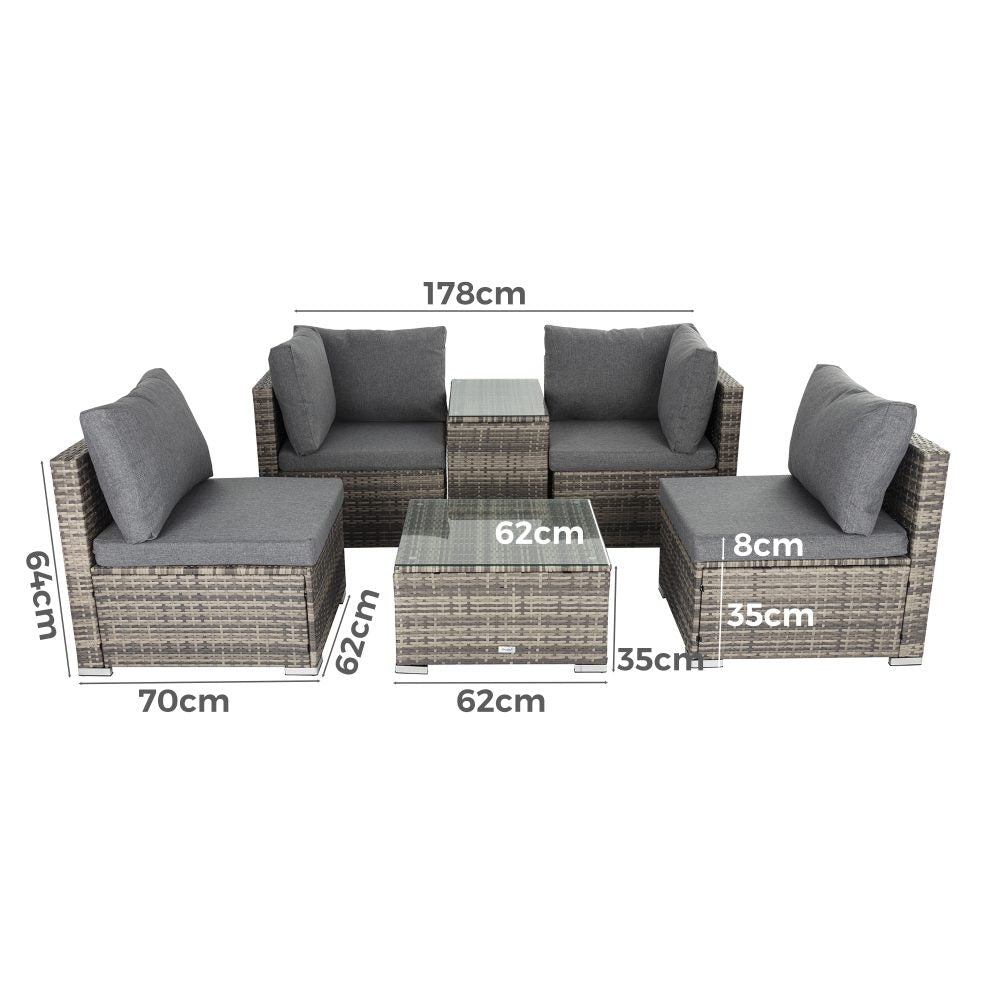 Outdoor Sofas & Lounge Sets: Outdoor Modular Lounge Sofa with Wicker End Table Set