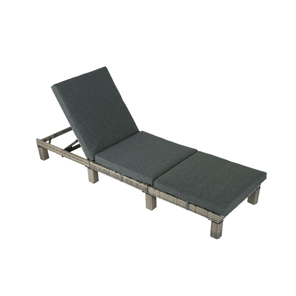 Outdoor Sofas & Lounge Sets: Grey Rattan Sunbed with Adjustable Recline