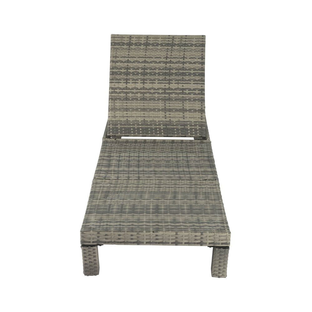 Outdoor Sofas & Lounge Sets: Grey Rattan Sunbed with Adjustable Recline