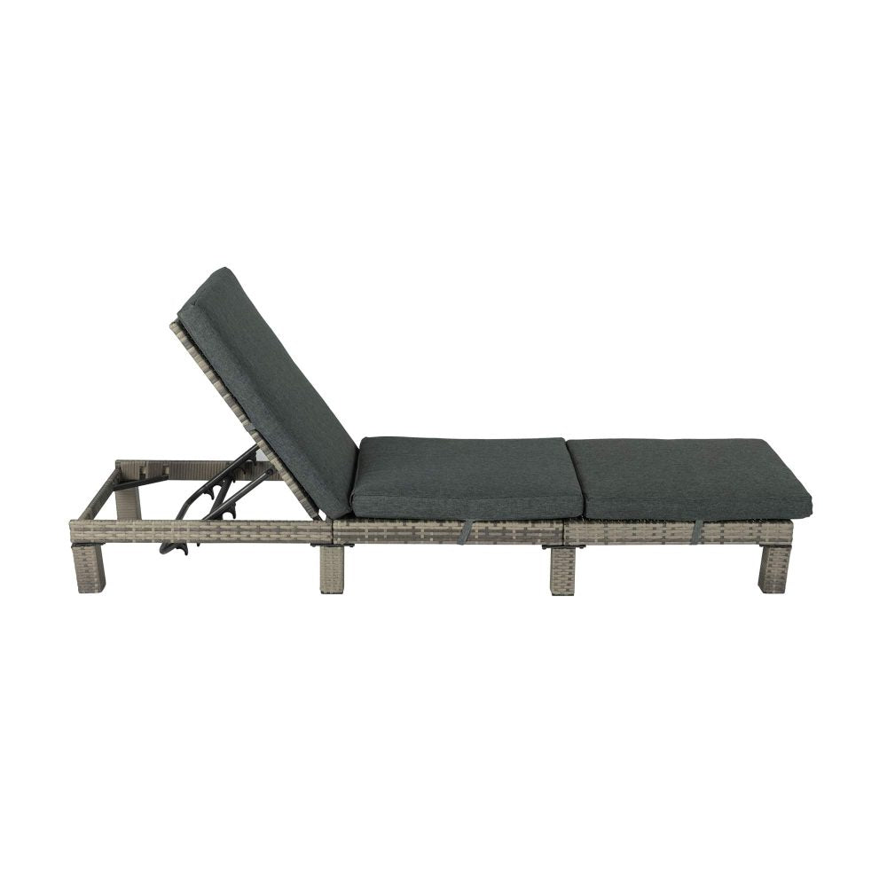 Outdoor Sofas & Lounge Sets: Grey Rattan Sunbed with Adjustable Recline