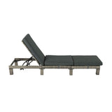 Outdoor Sofas & Lounge Sets: Grey Rattan Sunbed with Adjustable Recline