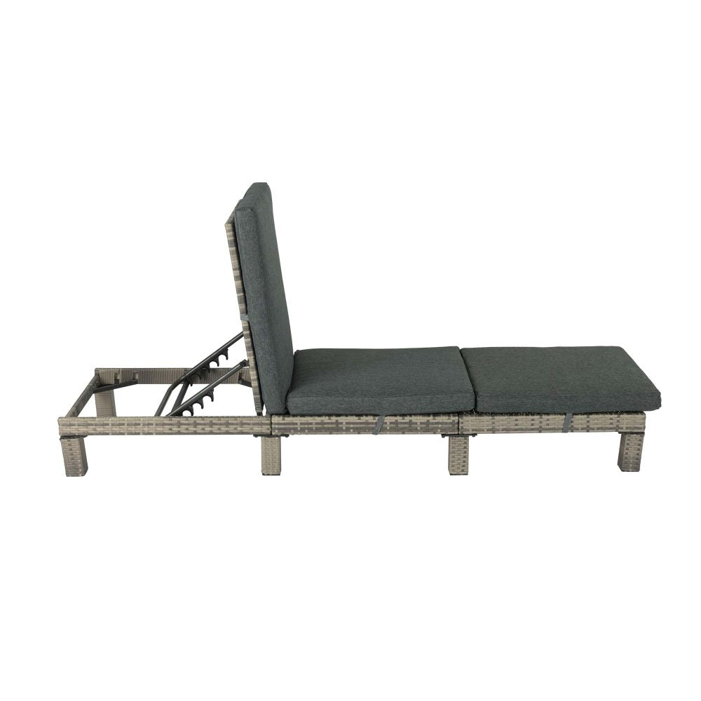 Outdoor Sofas & Lounge Sets: Grey Rattan Sunbed with Adjustable Recline