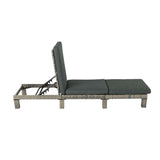 Outdoor Sofas & Lounge Sets: Grey Rattan Sunbed with Adjustable Recline