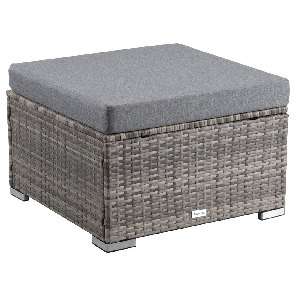Outdoor Tables: Outdoor wicker ottoman in Grey