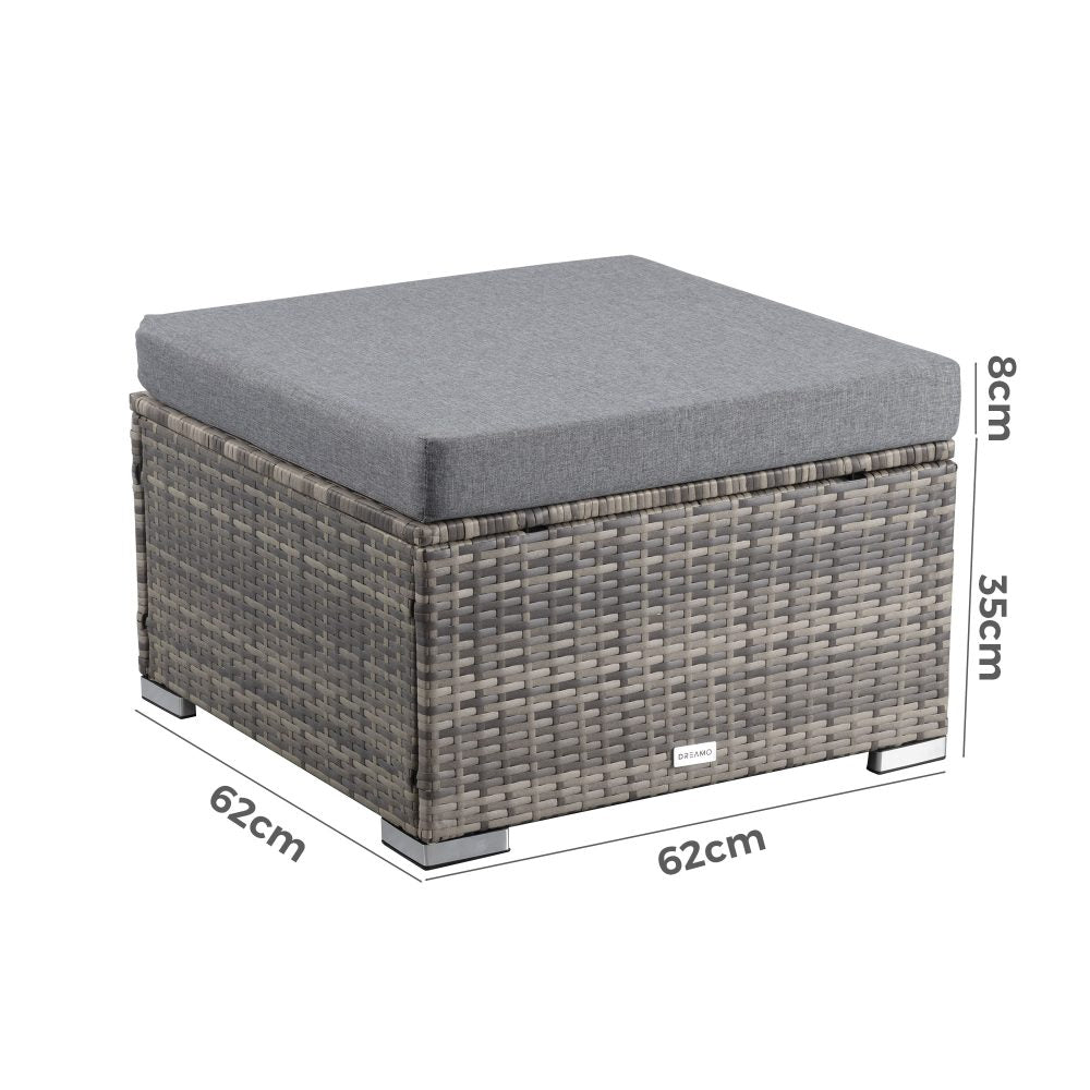 Outdoor Tables: Outdoor wicker ottoman in Grey