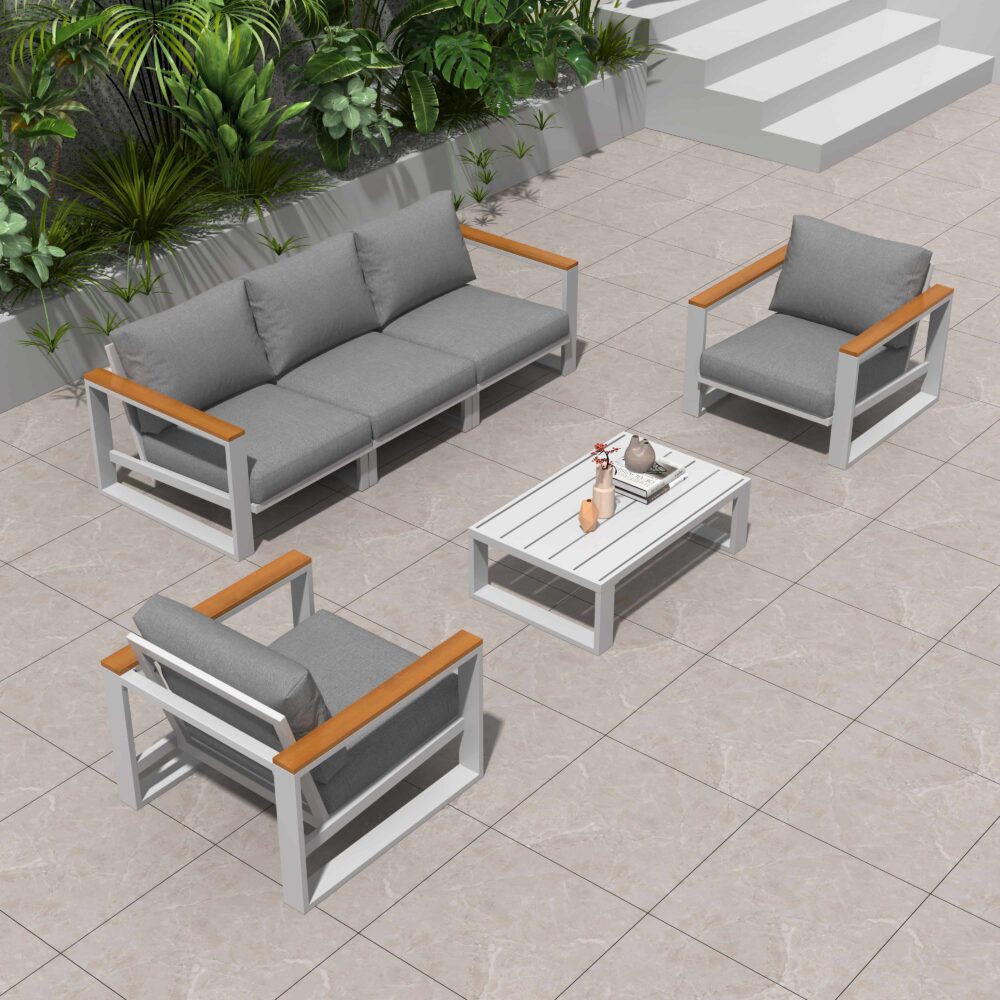 Outdoor Sofas & Lounge Sets: 5 Seater Grandeur Lounge Suite  White