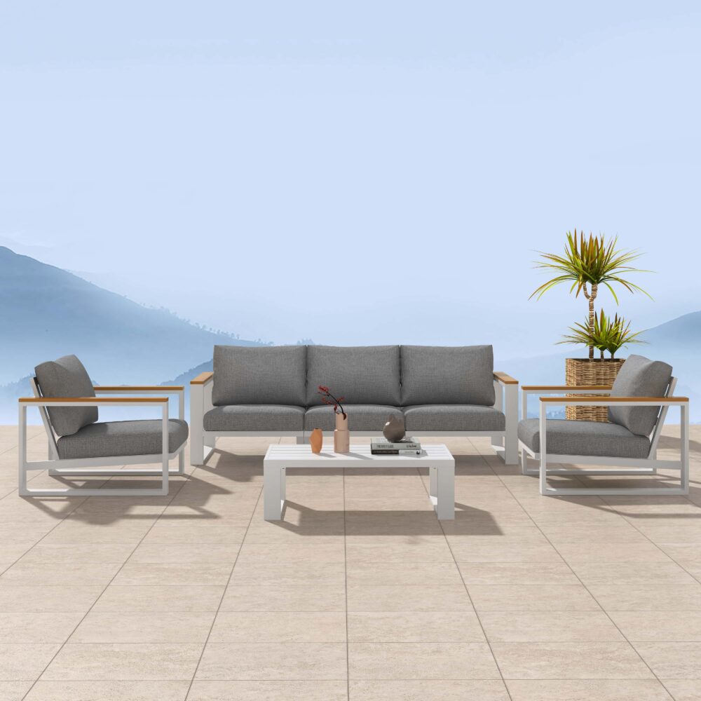 Outdoor Sofas & Lounge Sets: 5 Seater Grandeur Lounge Suite  White