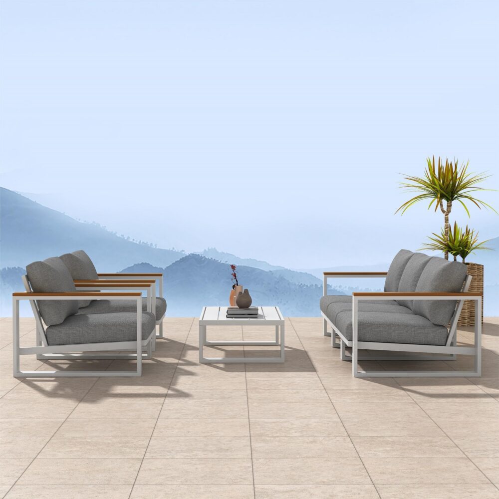 Outdoor Sofas & Lounge Sets: 5 Seater Grandeur Lounge Suite  White