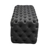 Ottomans & Footstools: Black Leathaire Ottoman-Rectangular