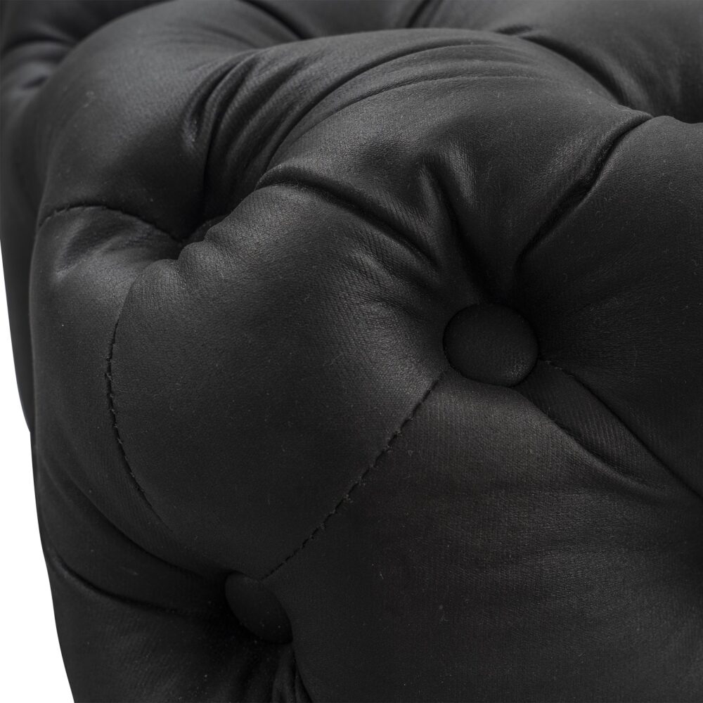 Ottomans & Footstools: Black Leathaire Ottoman-Rectangular