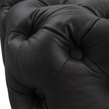 Ottomans & Footstools: Black Leathaire Ottoman-Rectangular