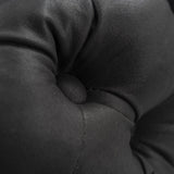 Ottomans & Footstools: Black Leathaire Ottoman-Rectangular