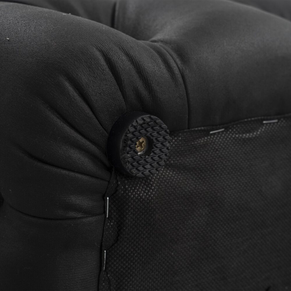 Ottomans & Footstools: Black Leathaire Ottoman-Rectangular