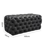Ottomans & Footstools: Black Leathaire Ottoman-Rectangular