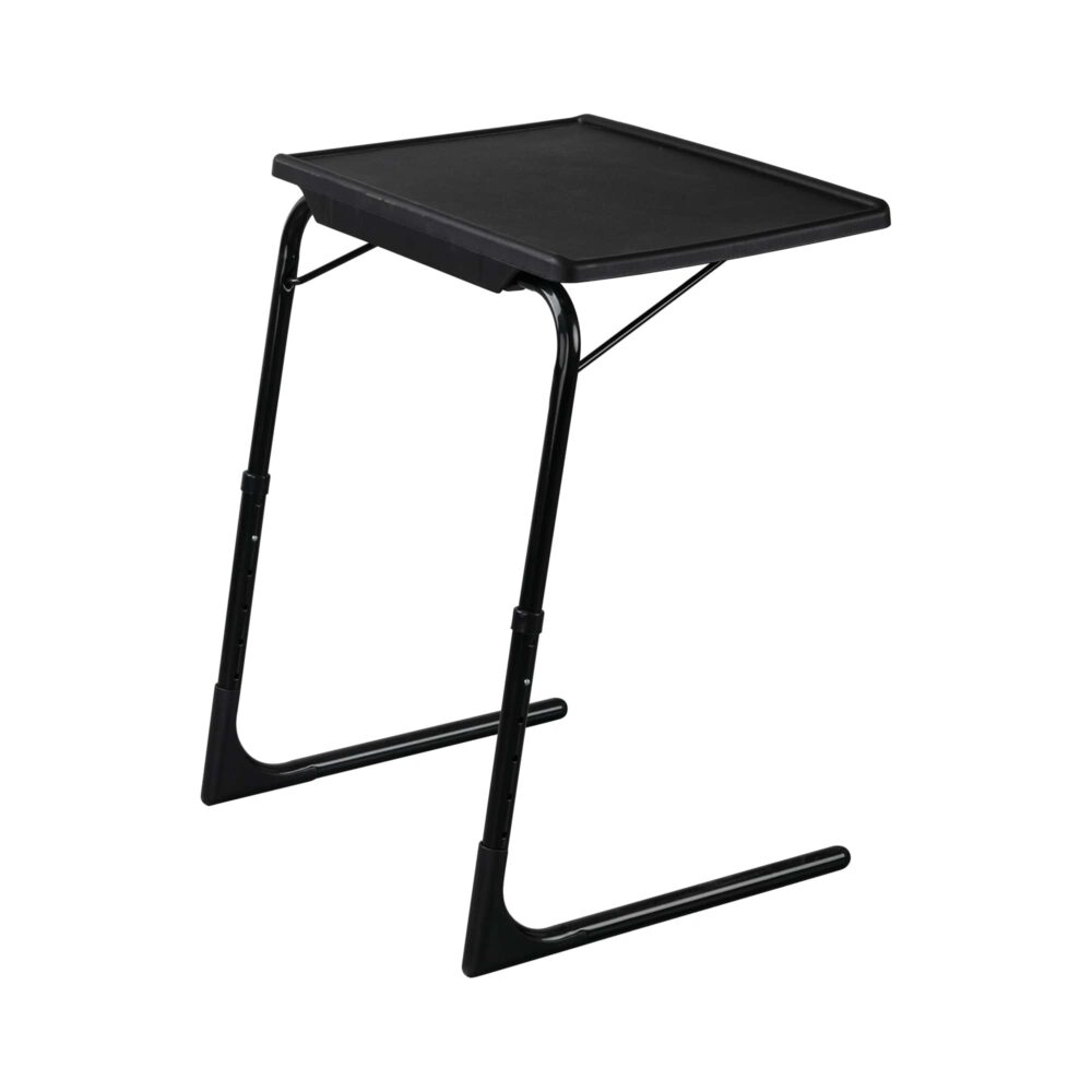 Side Tables: Foldable Table Adjustable Tray Laptop Desk with Removable Cup Holder-Black