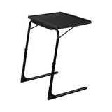 Side Tables: Foldable Table Adjustable Tray Laptop Desk with Removable Cup Holder-Black
