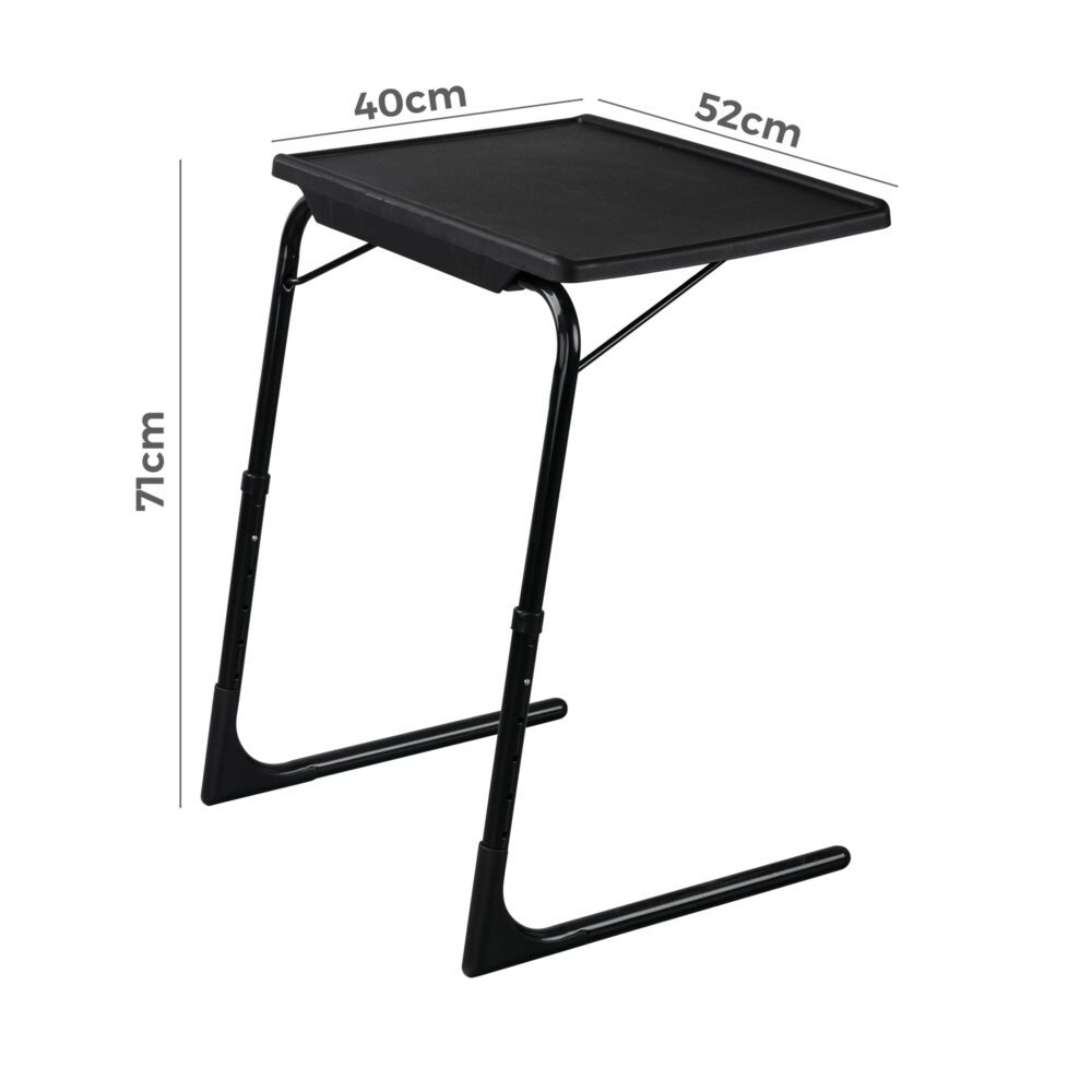 Side Tables: Foldable Table Adjustable Tray Laptop Desk with Removable Cup Holder-Black