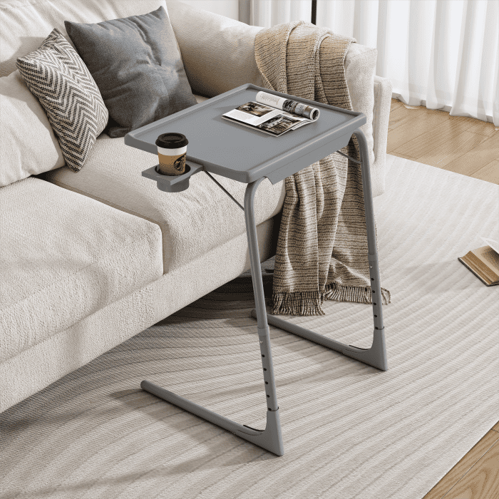 Side Tables: Anywhere Laptop Pro Desk in Silver Grey