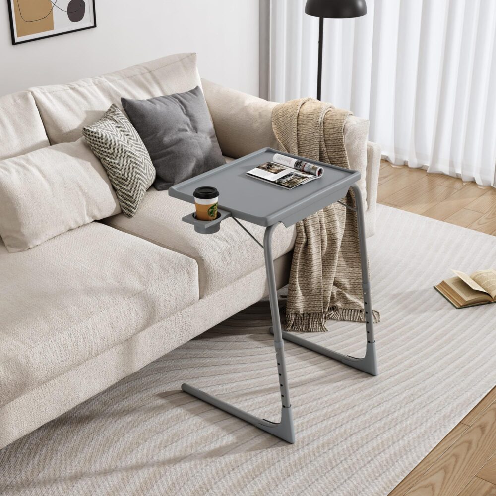 Side Tables: Anywhere Laptop Pro Desk in Silver Grey