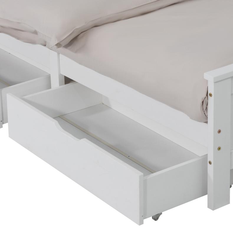 Beds & Bed Frames: 2 x Wooden Bed Frame Storage Trundle Drawers-White